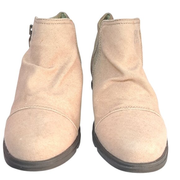 Sorel Major Low Women's Cream Beige Canvas & Suede Ankle Side Zip Bootie Sz 9 - Picture 2 of 7